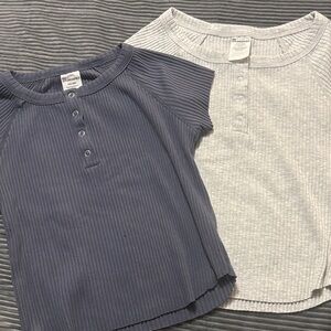 XXS Shirt Bundle Gray Blue Casual Short Sleeve Tops School Ribbed Stretchy
